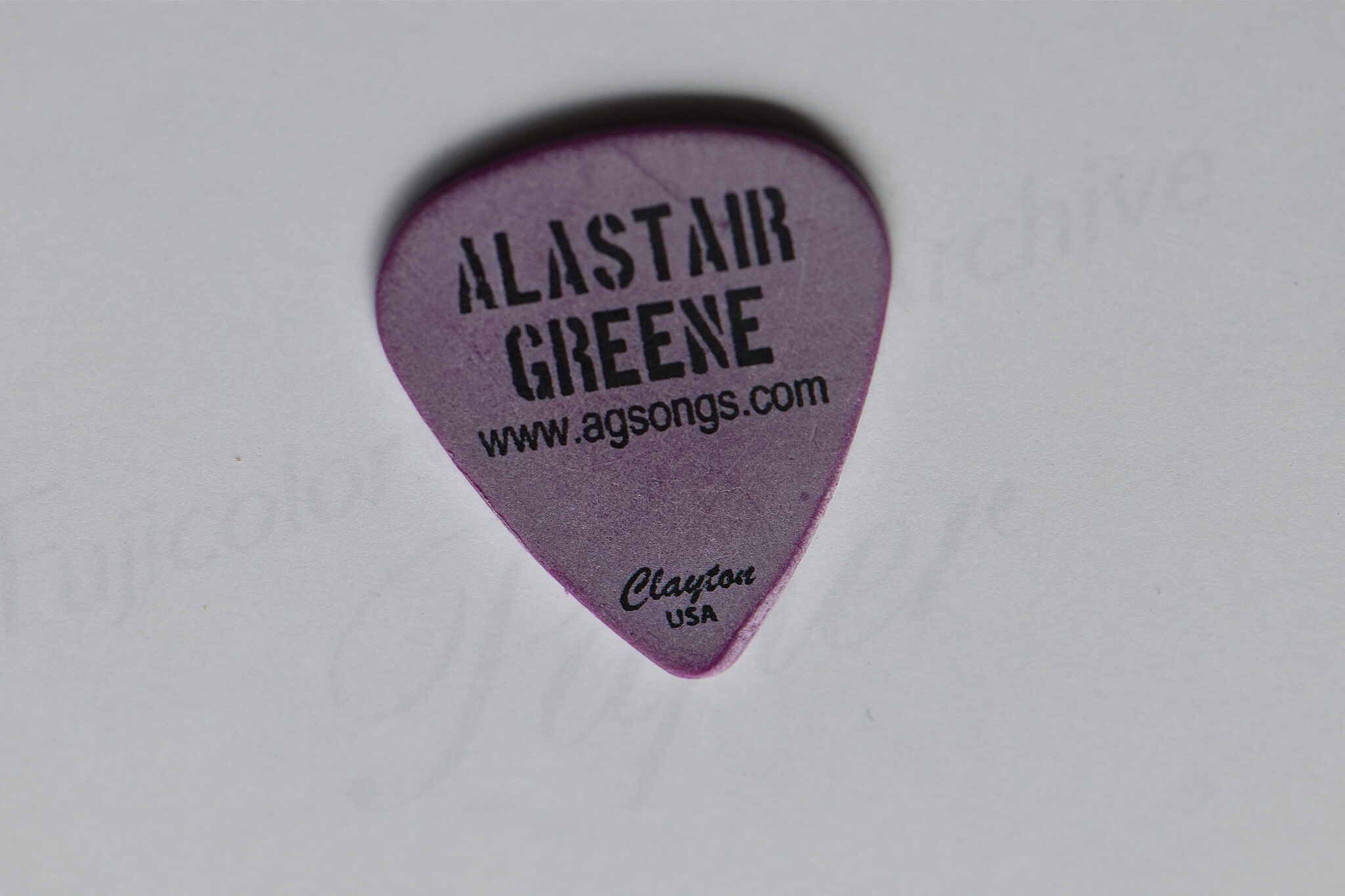Origineel Plectrum Gekregen van Alastair Greene Eindhoven March 2013